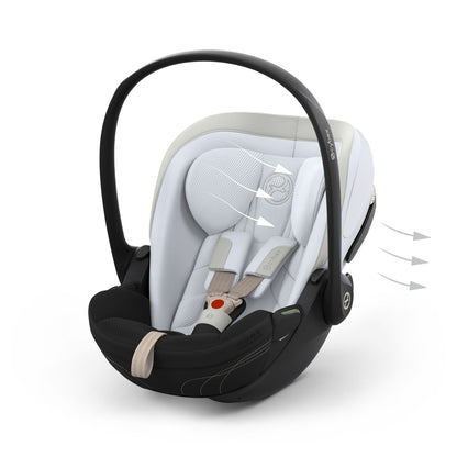 Cybex cloud s car seat in misty grey colour, with recline function.