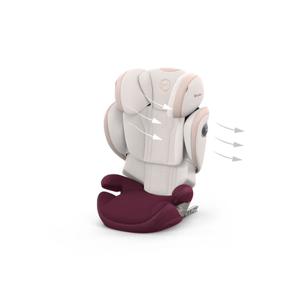 Cybex solution s high back child car seat in  quartz pink style colour.