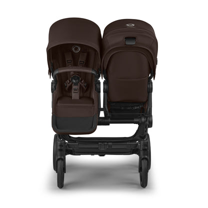 Bugaboo Donkey 6 twin pushchair in cocoa brown colour.
