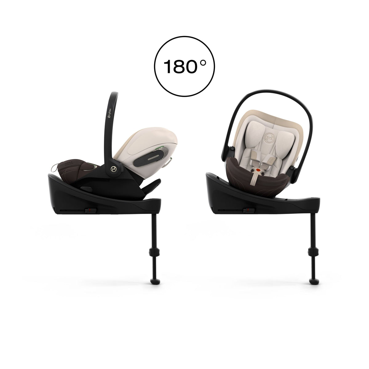Cybex cloud s car seat in amber brown colour, with recline function.