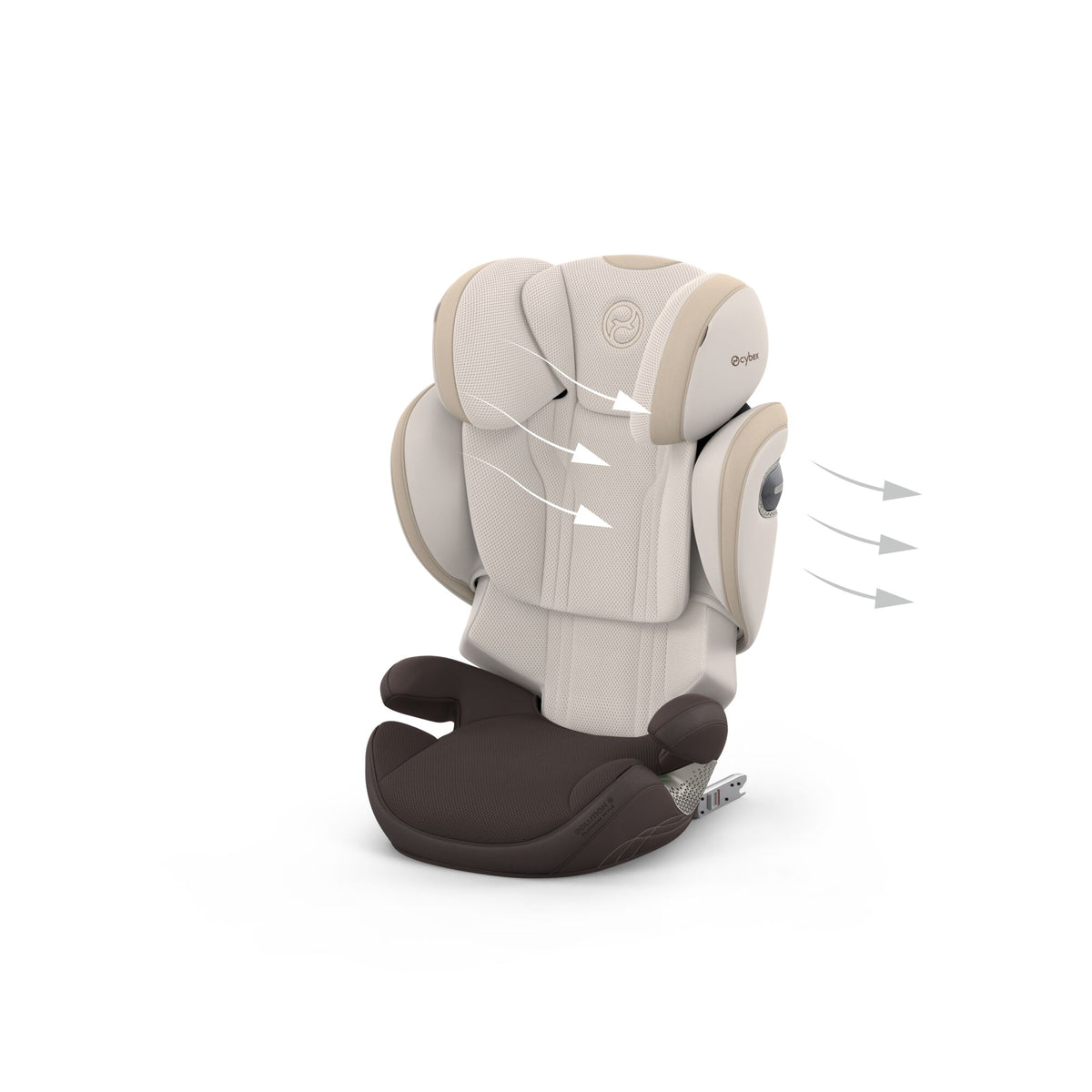 Cybex solution s high back child car seat in amber brown colour.