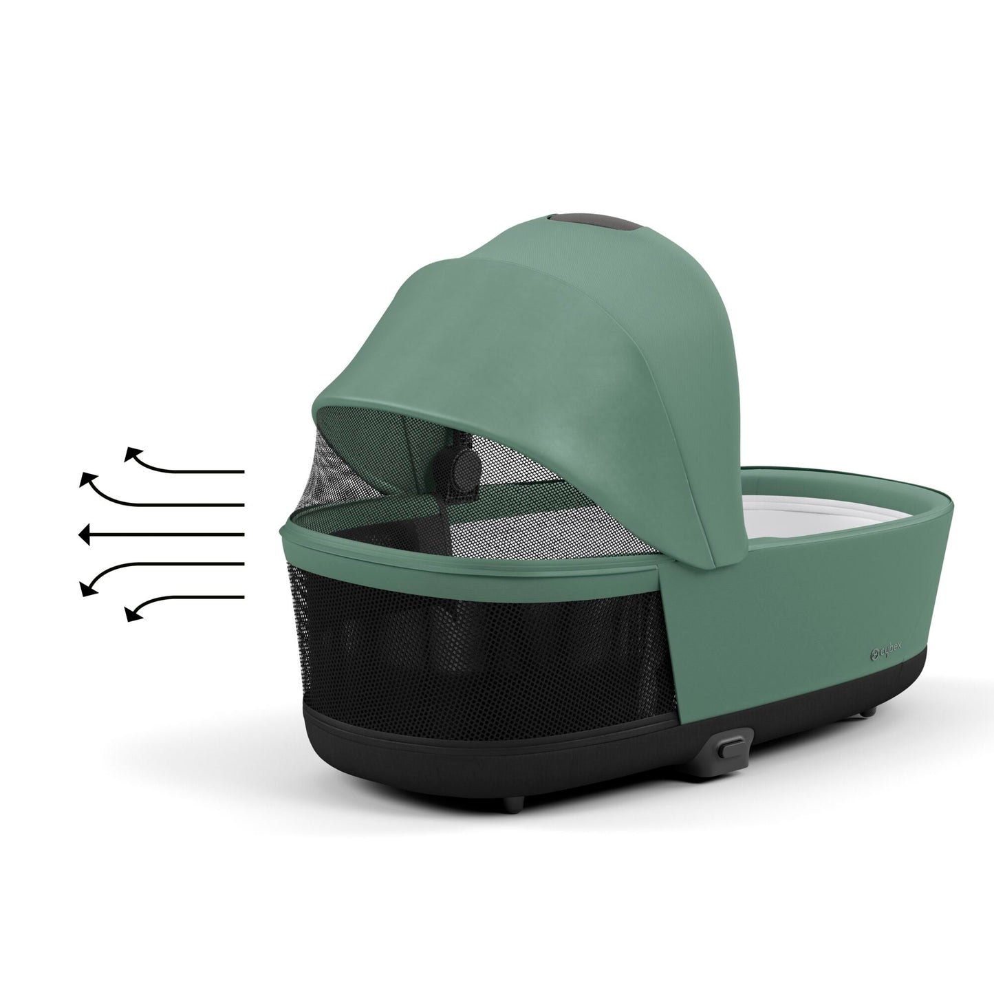 Cybex Lux Carrycot in leaf green.