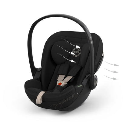 Cybex cloud s car seat in sepia black colour, with recline function.