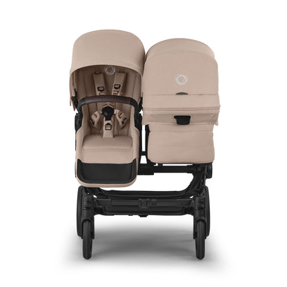 Bugaboo Donkey 6 double pushchair in desert taupe colour.