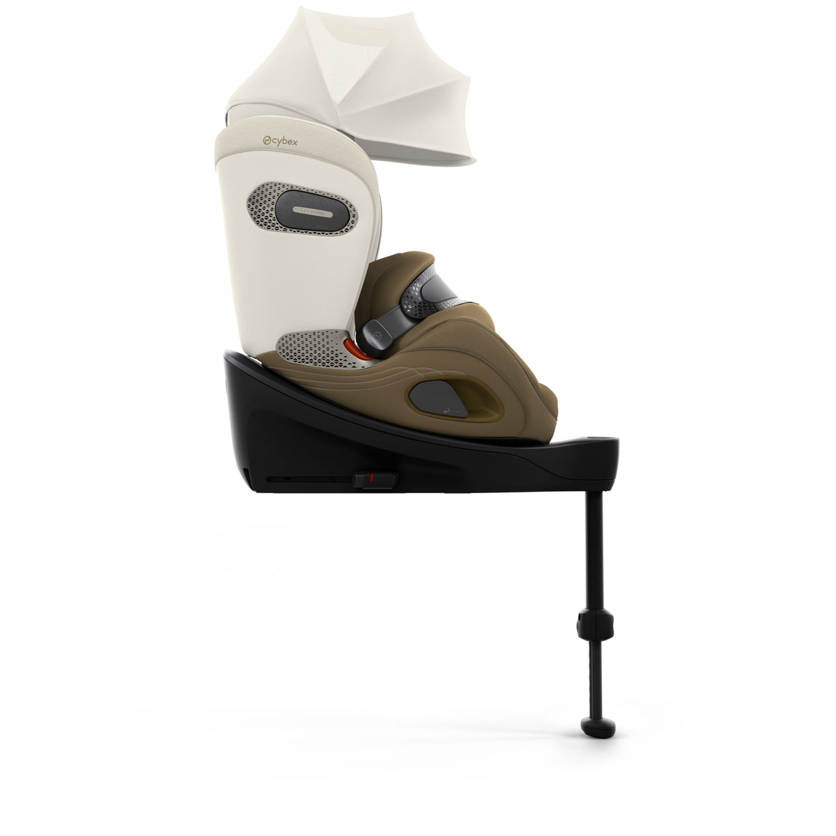 Cybex anoris Si car seat with airbag in jade green style colour, with isofix base attatched.