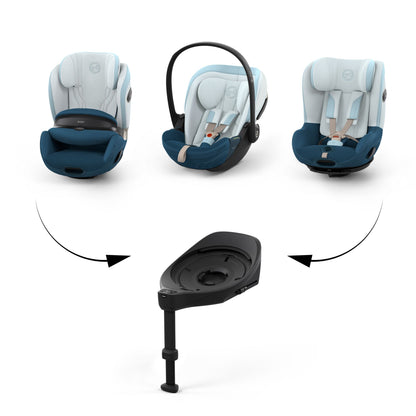 Cybex cloud s car seat in opal blue colour, with recline function.