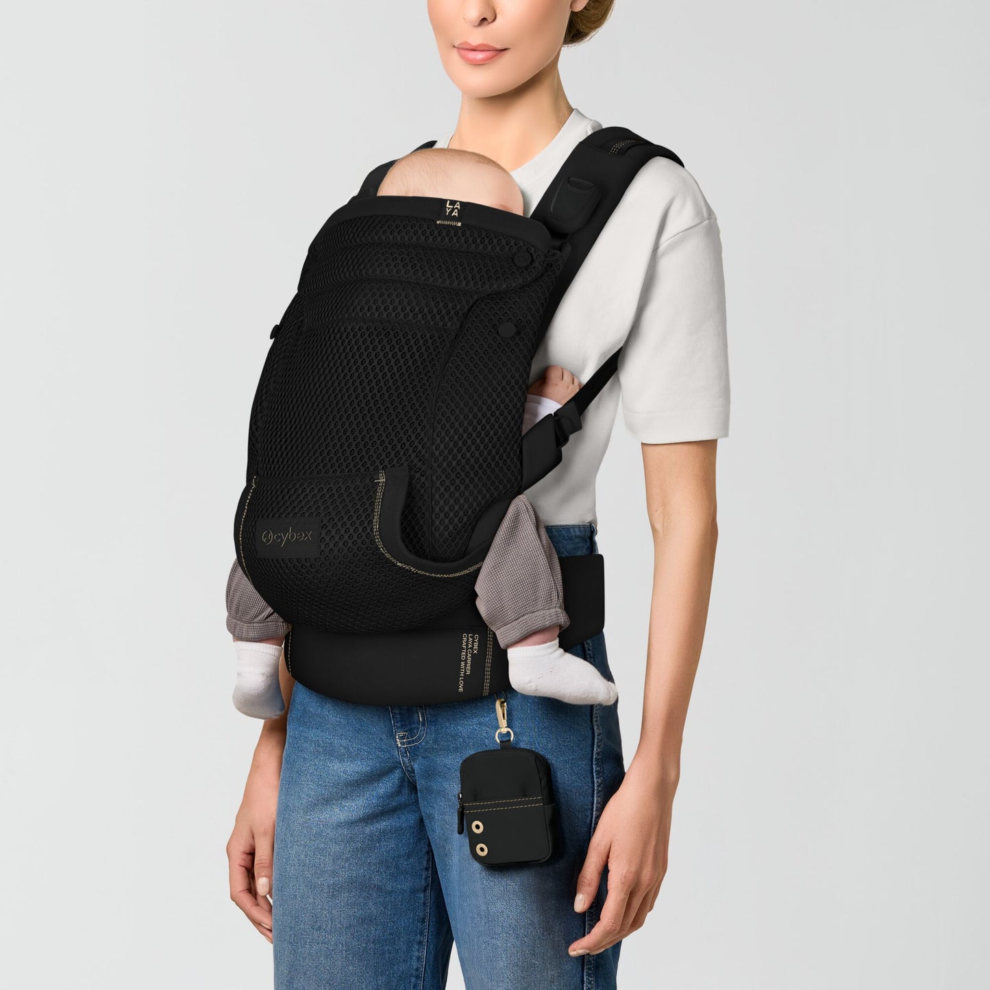 Cybex Laya baby carrier in fog grey colour way.