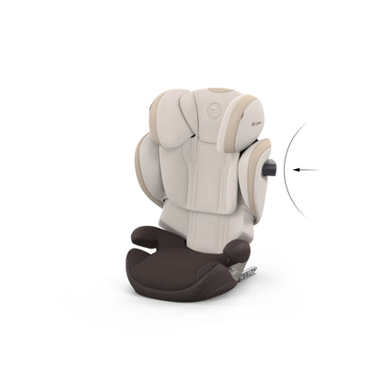 Cybex solution s high back child car seat in amber brown colour.