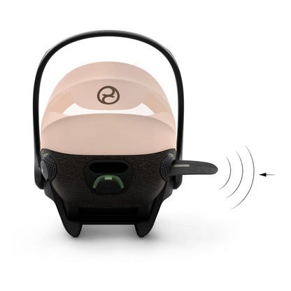 Cybex cloud s car seat in cozy beige comfort colour, with recline function.