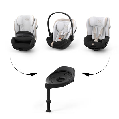 Cybex cloud s car seat in off white colour, with recline function.