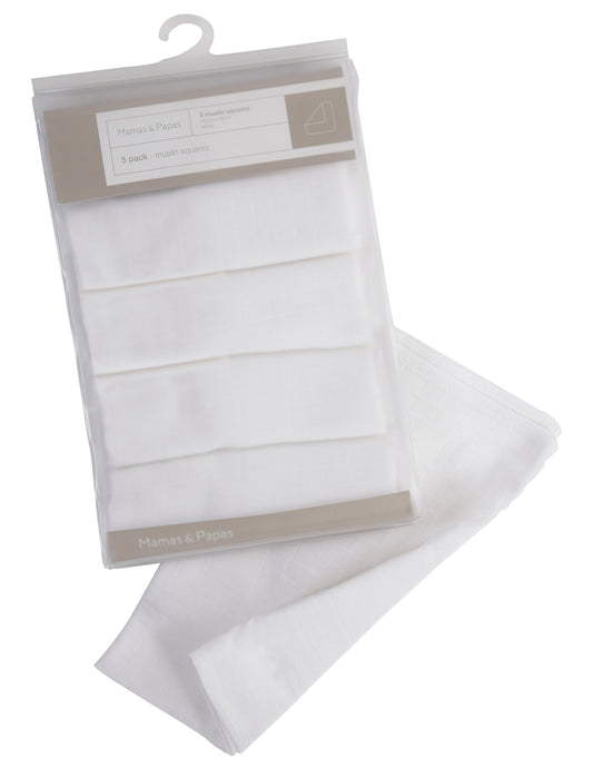 Muslin Squares White - 5 Pack