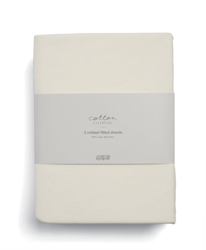 2 pack of Mamas & Papas Cotbed Fitted Sheets in cream colour..