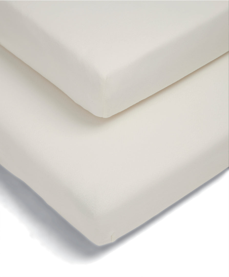 2 pack of Mamas & Papas Cotbed Fitted Sheets in cream colour..