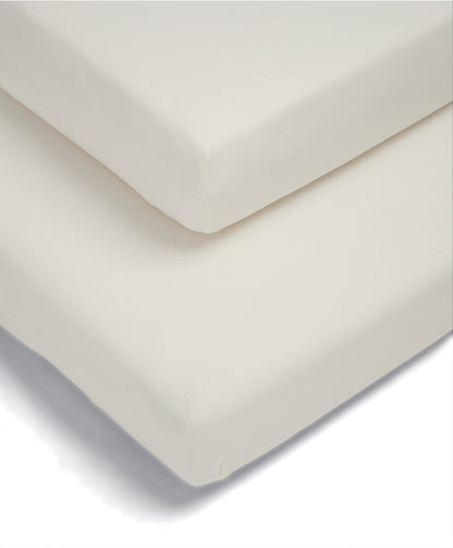 2 pack of Mamas & Papas Cotbed Fitted Sheets in cream colour..
