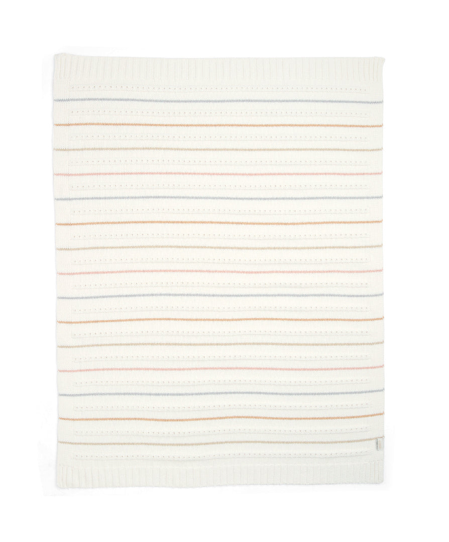 Mamas & Papas knitted blanket in neutral stripe colour.