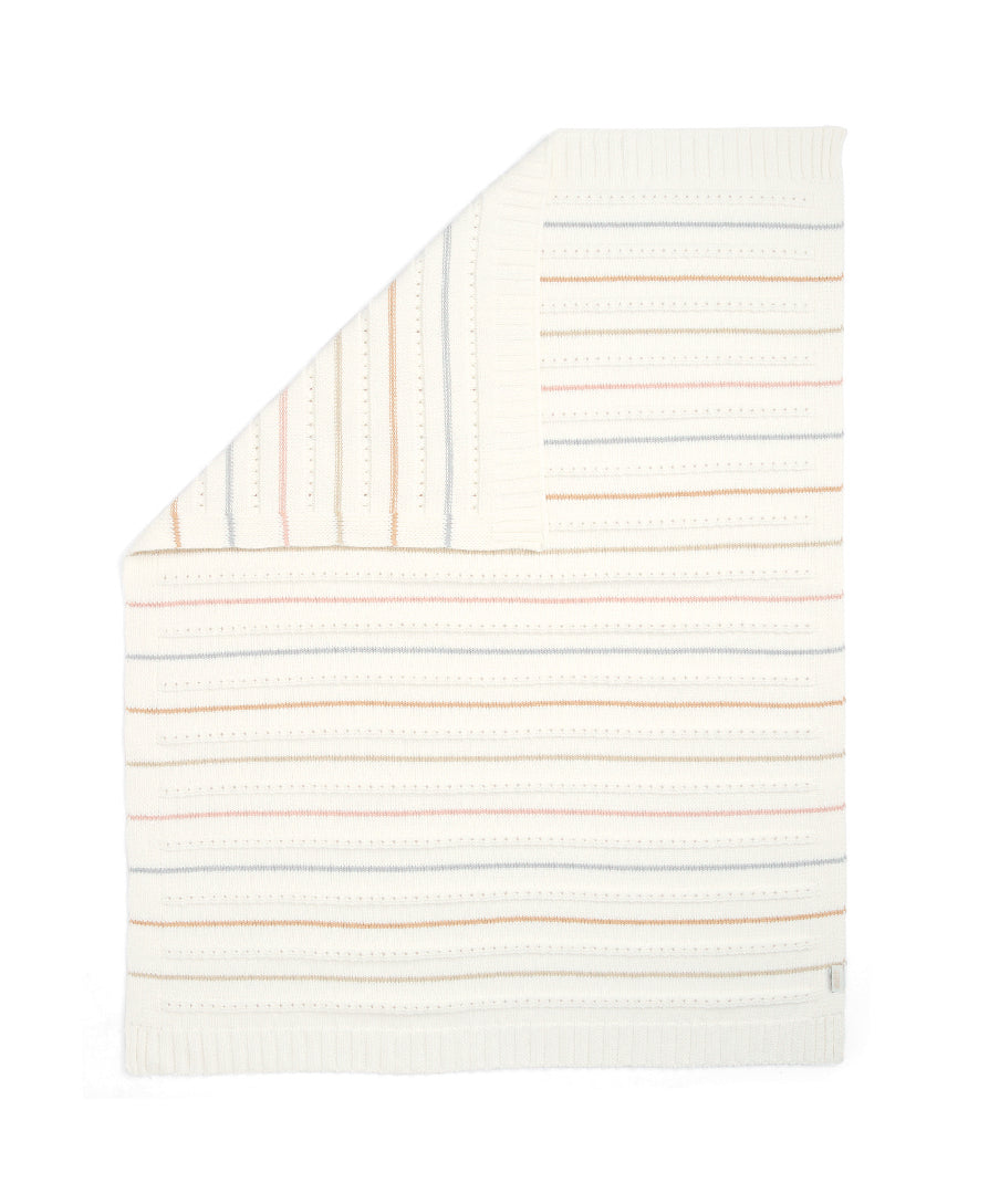 Mamas & Papas knitted blanket in neutral stripe colour.