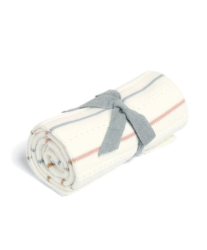 Mamas & Papas knitted blanket in neutral stripe colour.