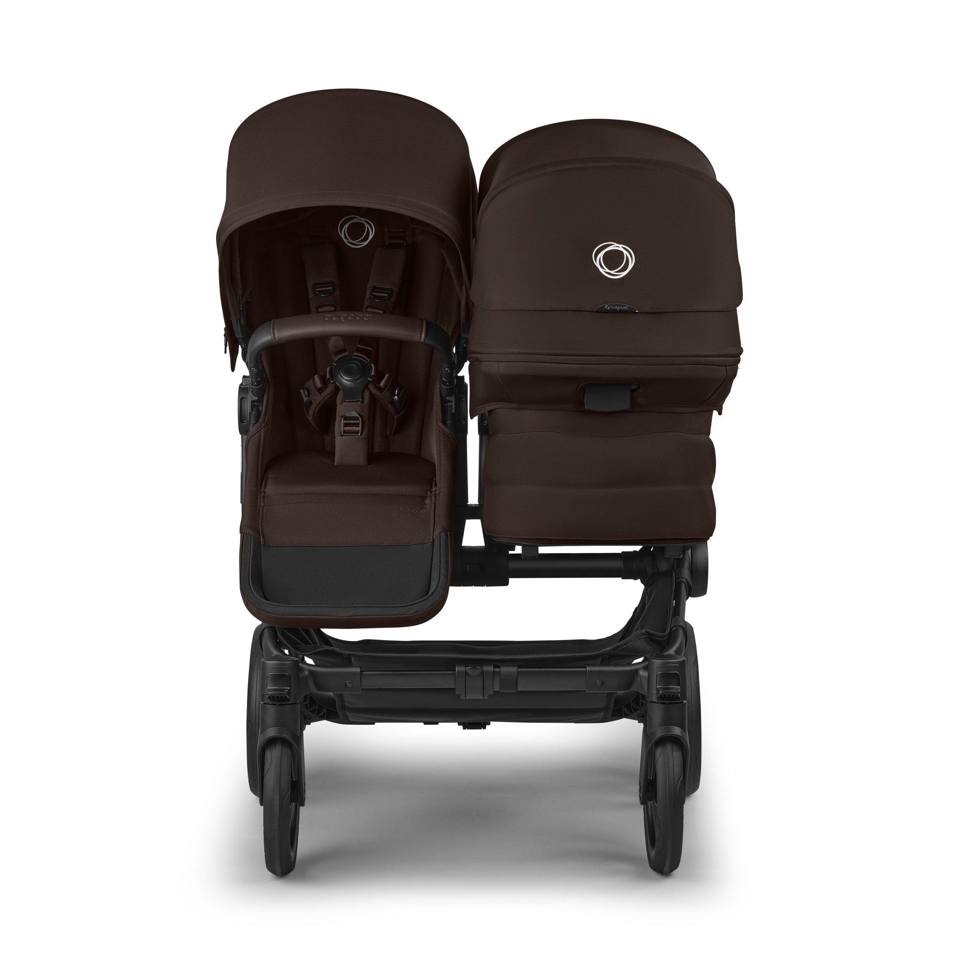 Bugaboo Donkey 6 double pushchair in cocoa brown colour.