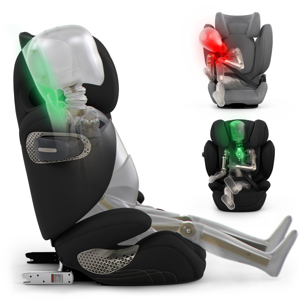 Cybex solution s high back child car seat in  jade green style colour.
