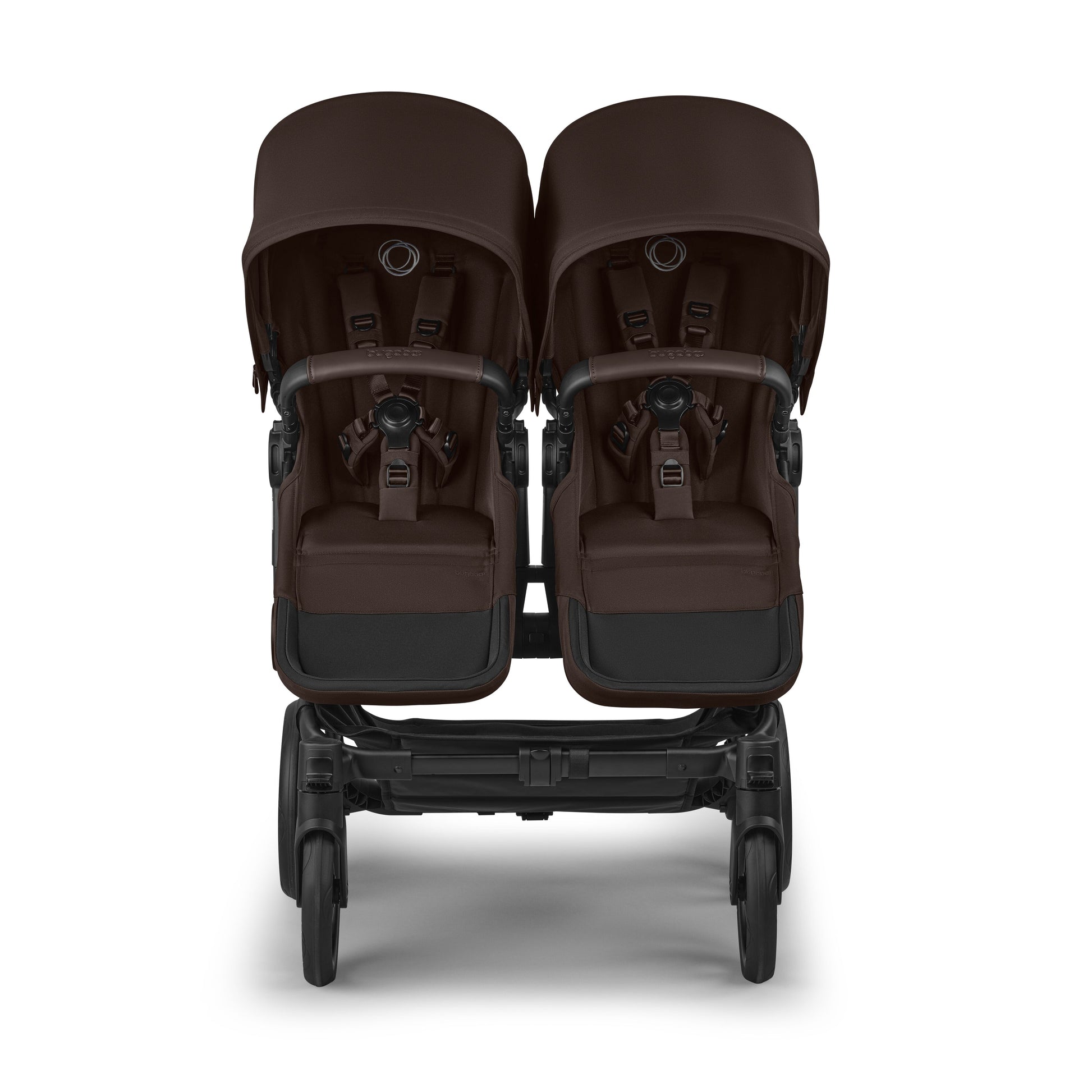Bugaboo Donkey 6 twin pushchair in cocoa brown colour.