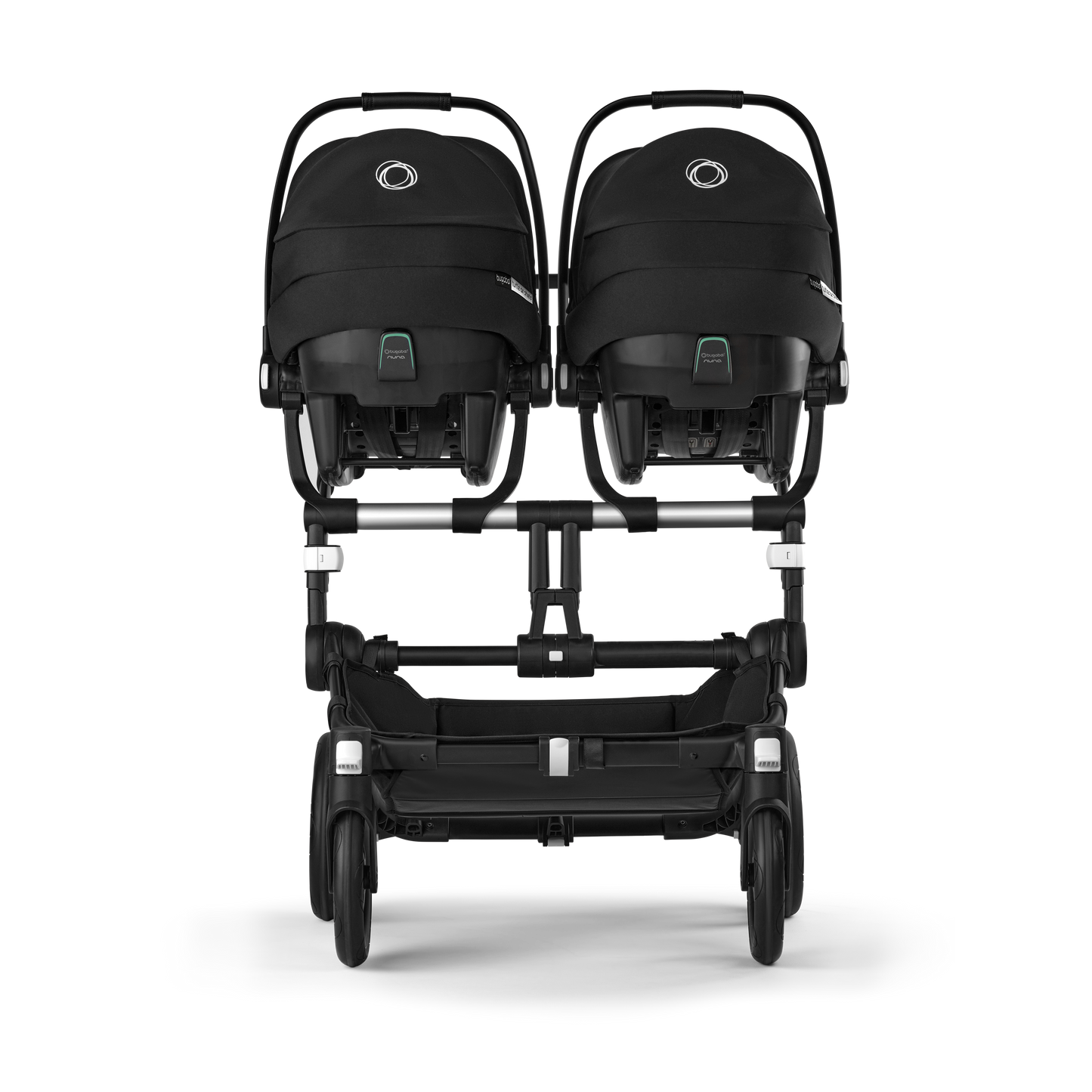 Bugaboo Twin car seat adaptor for compatibility with multiple car seats.