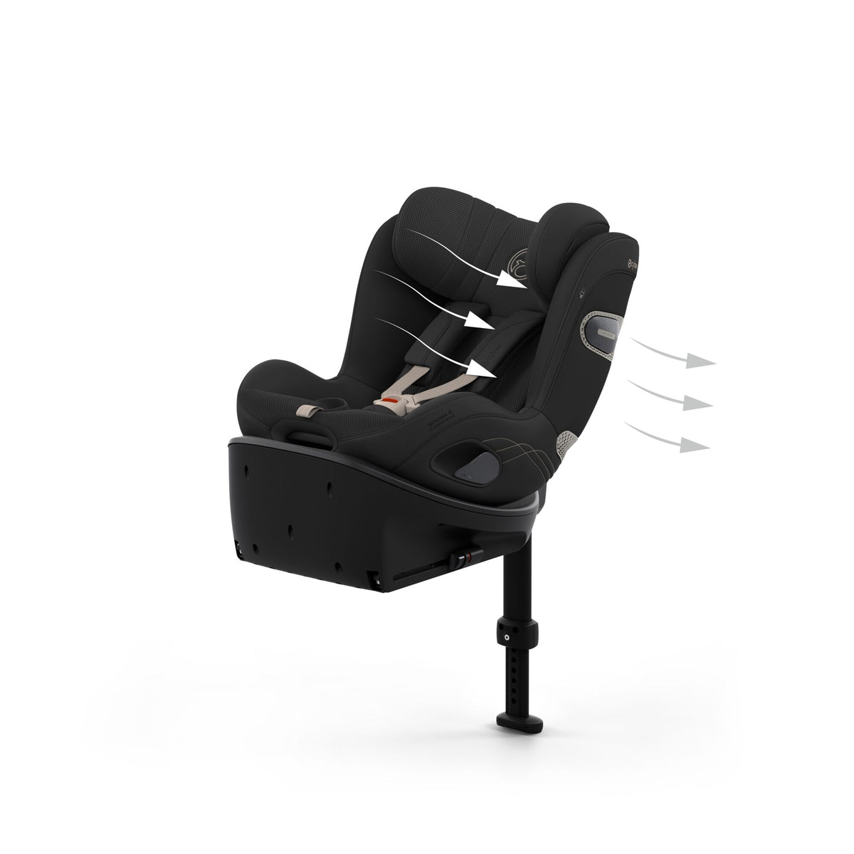 Cybex sirona Si swivel car seat complete with isofix base in sepia black style colour.