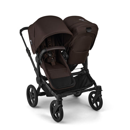 Bugaboo Donkey 6 twin pushchair in cocoa brown colour.