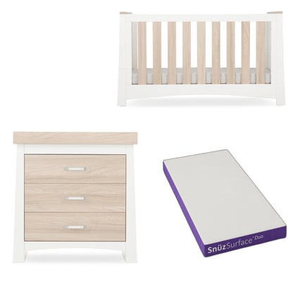 ADA 2 Piece Bundle with Cotbed and Dresser and a Snuz Duo Mattress