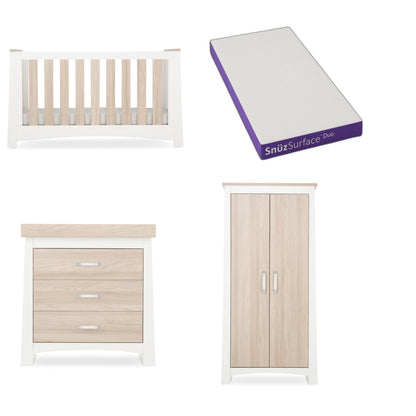 ADA 3 Piece Bundle with Cotbed Dresser and Wardrobe with a Snuz Duo Mattress