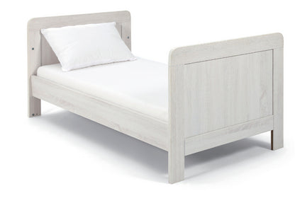 Mamas & Papas Atlas Cot Bed featuring a Nimbus White design.