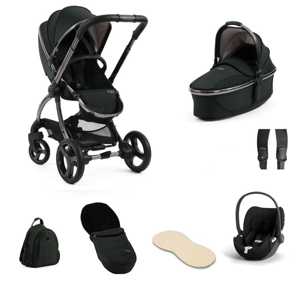 Egg 3 stroller in Black Olive with cloud t with accessories