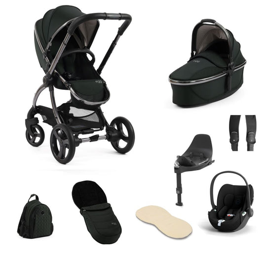 Egg 3 stroller in Black Olive with cloud t and base with accessories