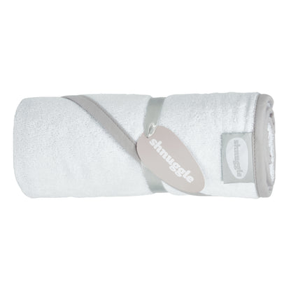 Shnuggle hooded towel in white.