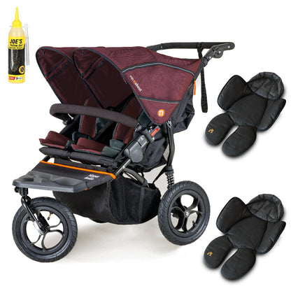 Out N About double nipper in bramble berry red with 2 newborn insert.