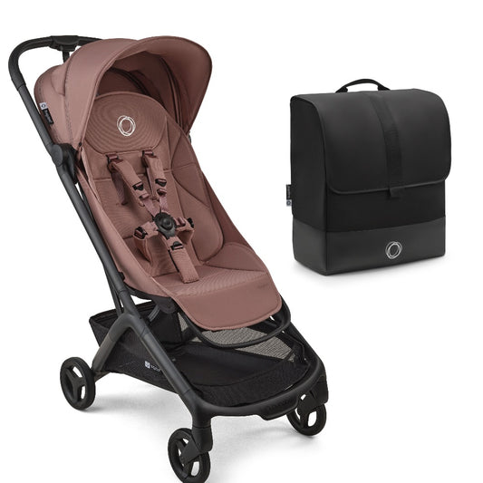 Bugaboo Butterfly2 stroller in dusty pink colour with transport bag.