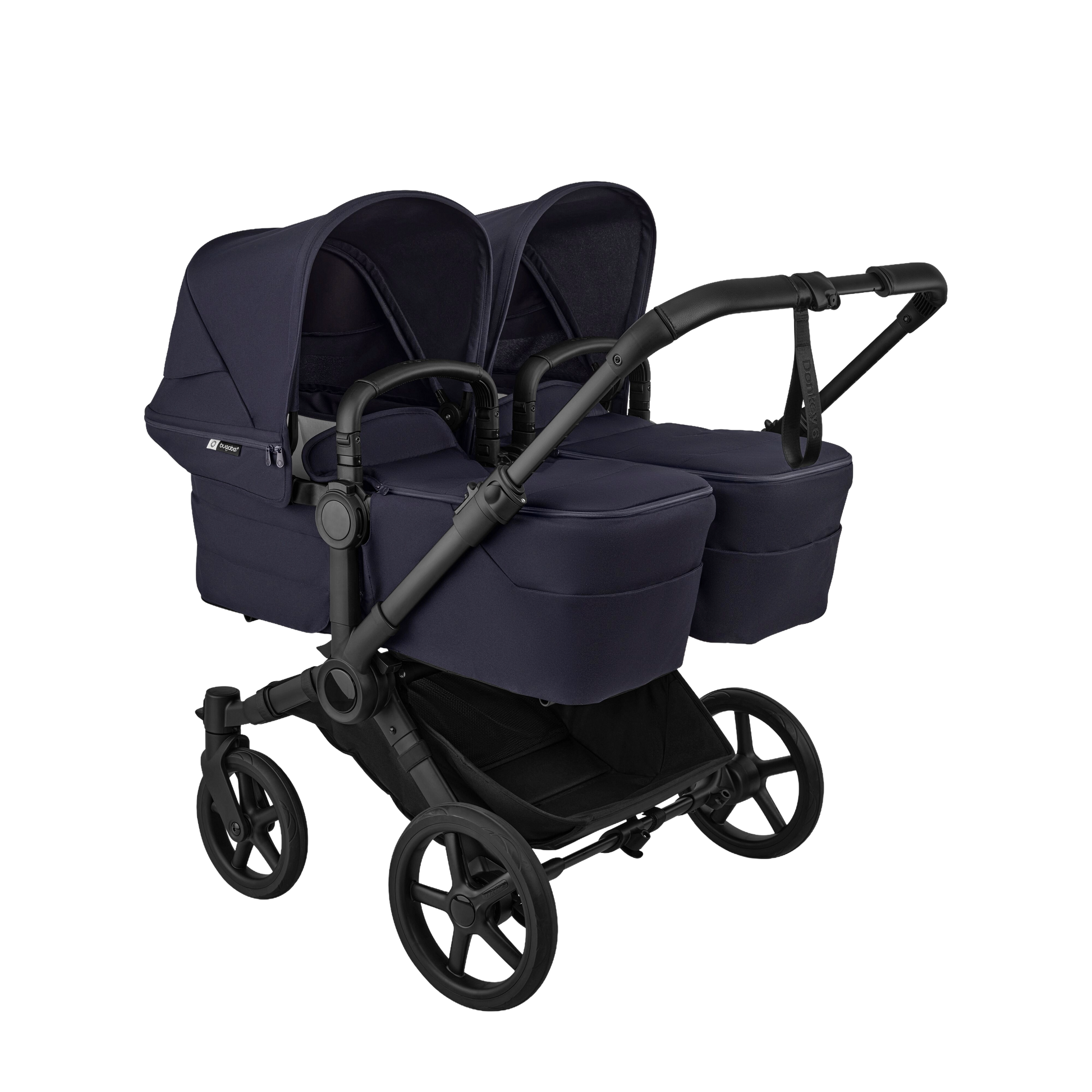 Bugaboo donkey twin pushchair and accessories in deep indigo navy.