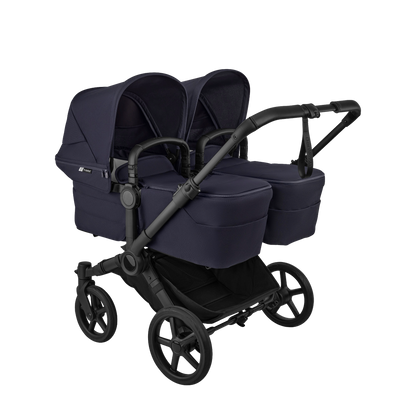 Bugaboo donkey twin pushchair and accessories in deep indigo navy.