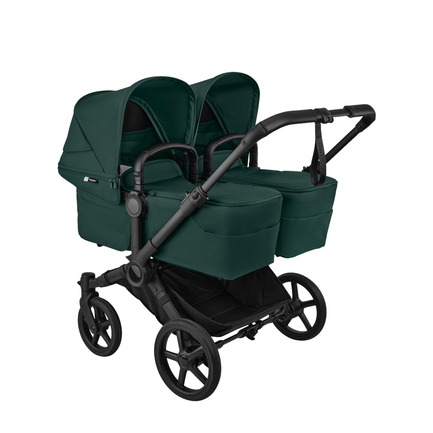 Bugaboo donkey twin pushchair and accessories in fern green.