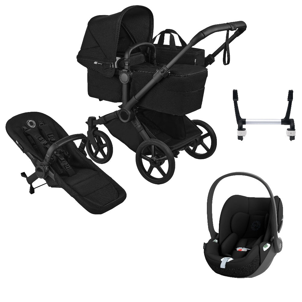 Bugaboo Donkey 6 in heritage black with cybex cloud t car seat.