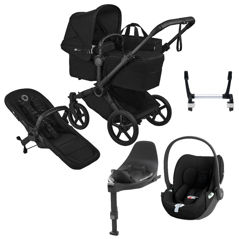 Bugaboo Donkey 6 in heritage black with cybex cloud t car seat and base.