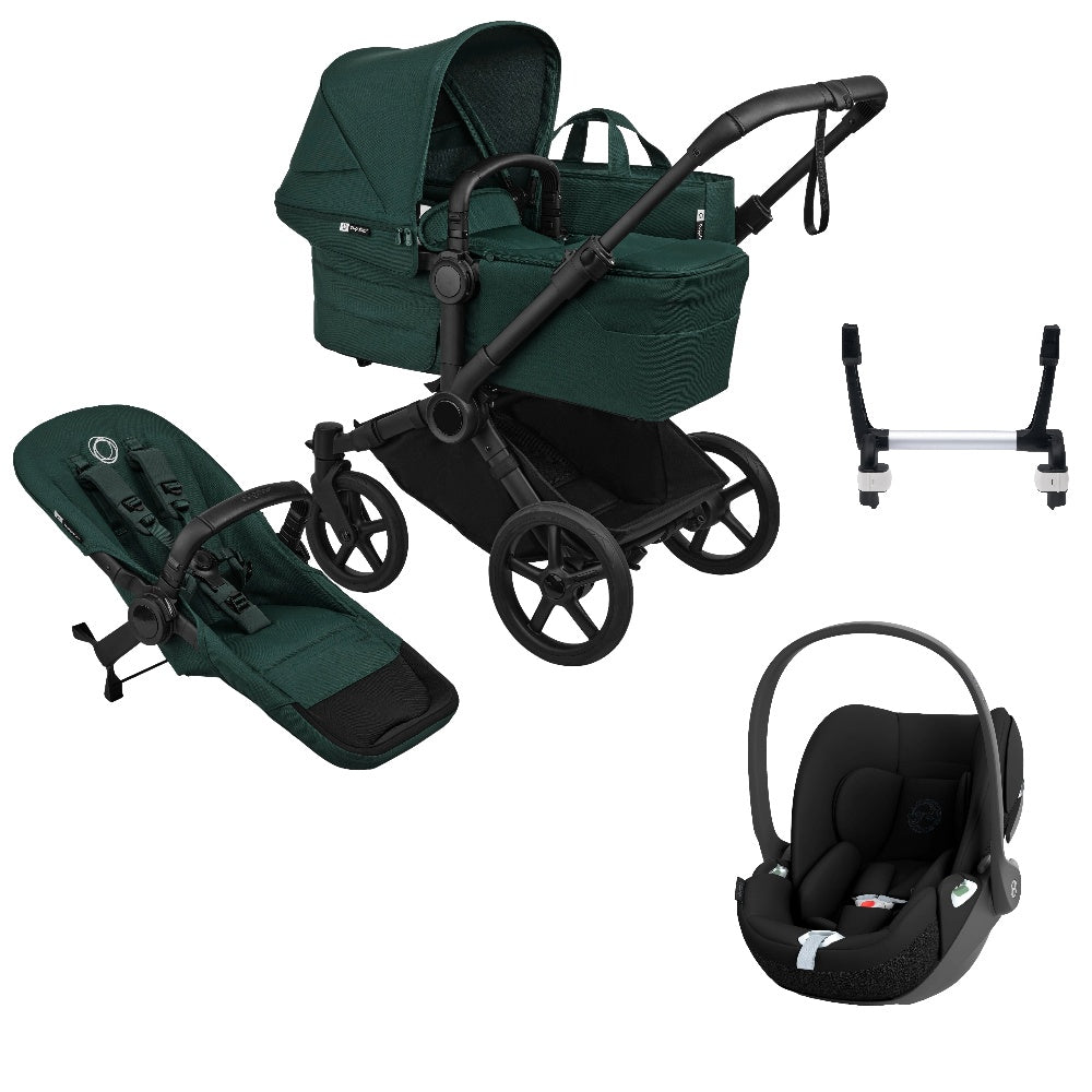 Bugaboo Donkey 6 in fern green with cybex cloud t car seat.