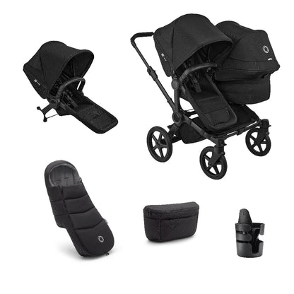 Bugaboo donkey double pushchair and accessories in heritage black.