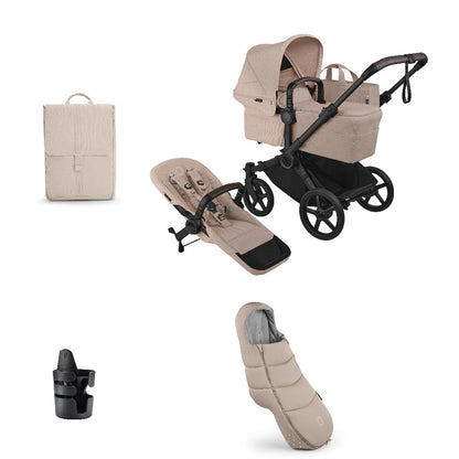 Bugaboo Donkey 6 pushchair single mode in desert taupe colour.