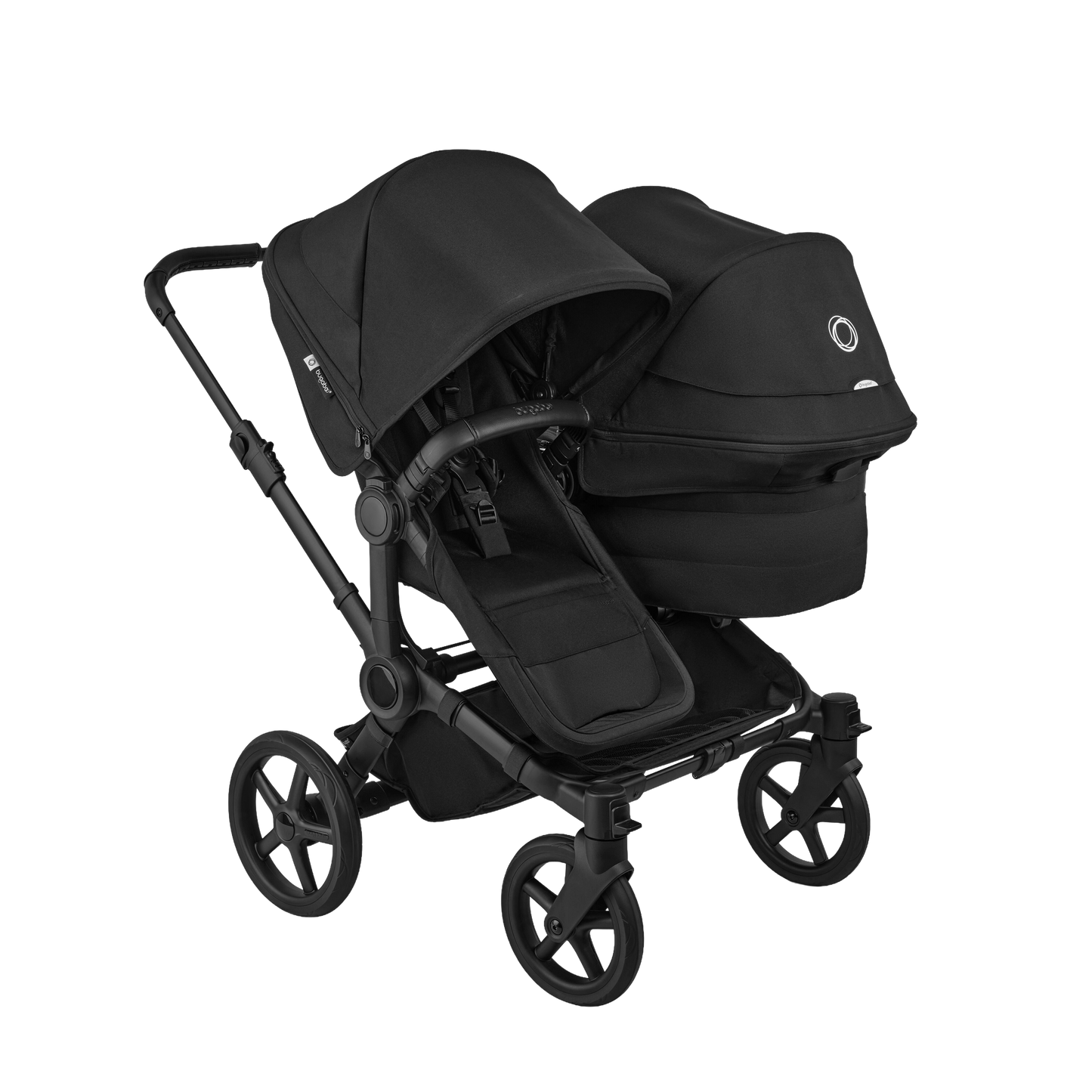 Donkey double pushchair in heritage black with matching accessories and cloud t car seat and base