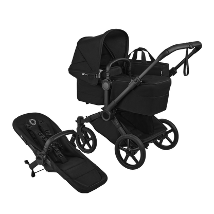 Donkey single pushchair and carrycot bundle in heritage black with accessories and clout car seat and base.