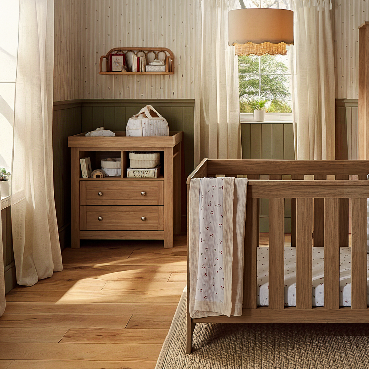 CuddleCo Burford 2 piece nursery furniuter set in an oak finish.