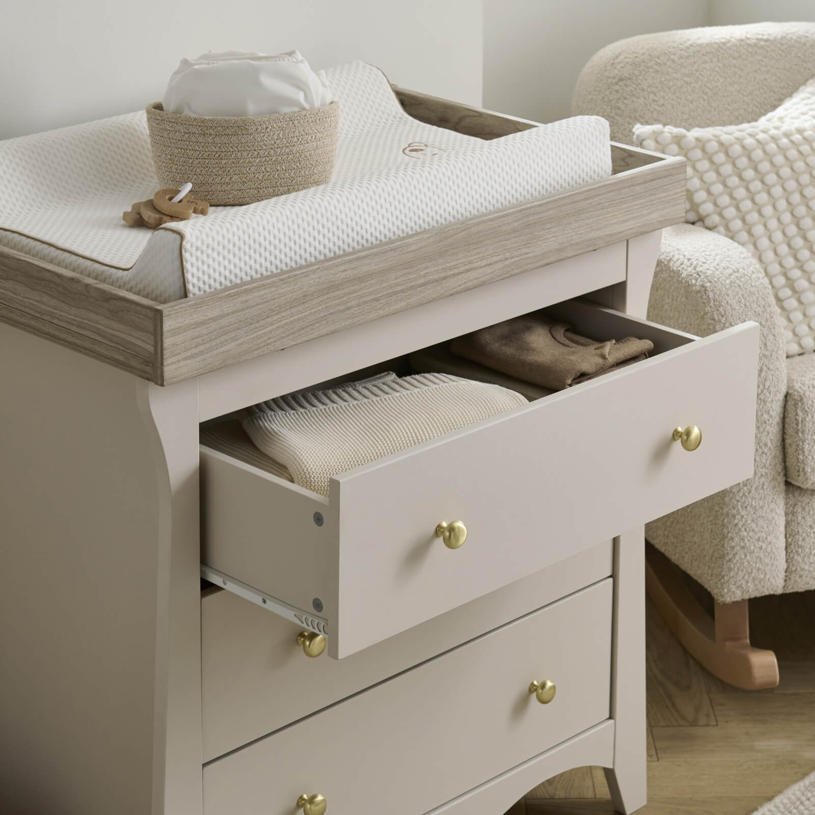 Clara 3 drawer dresser in cashmere