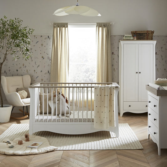 clara cot bed dresser and wardrobe within a nursery