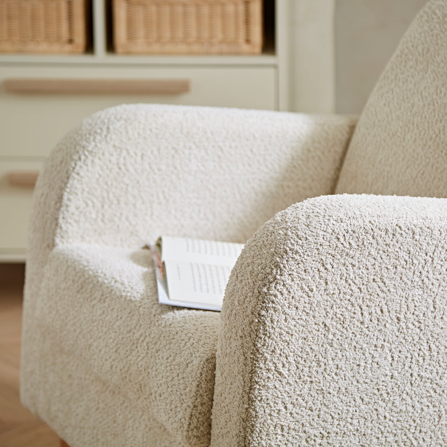 CuddleCo Etta nursing chair in mushroom colour way with rocking feet.