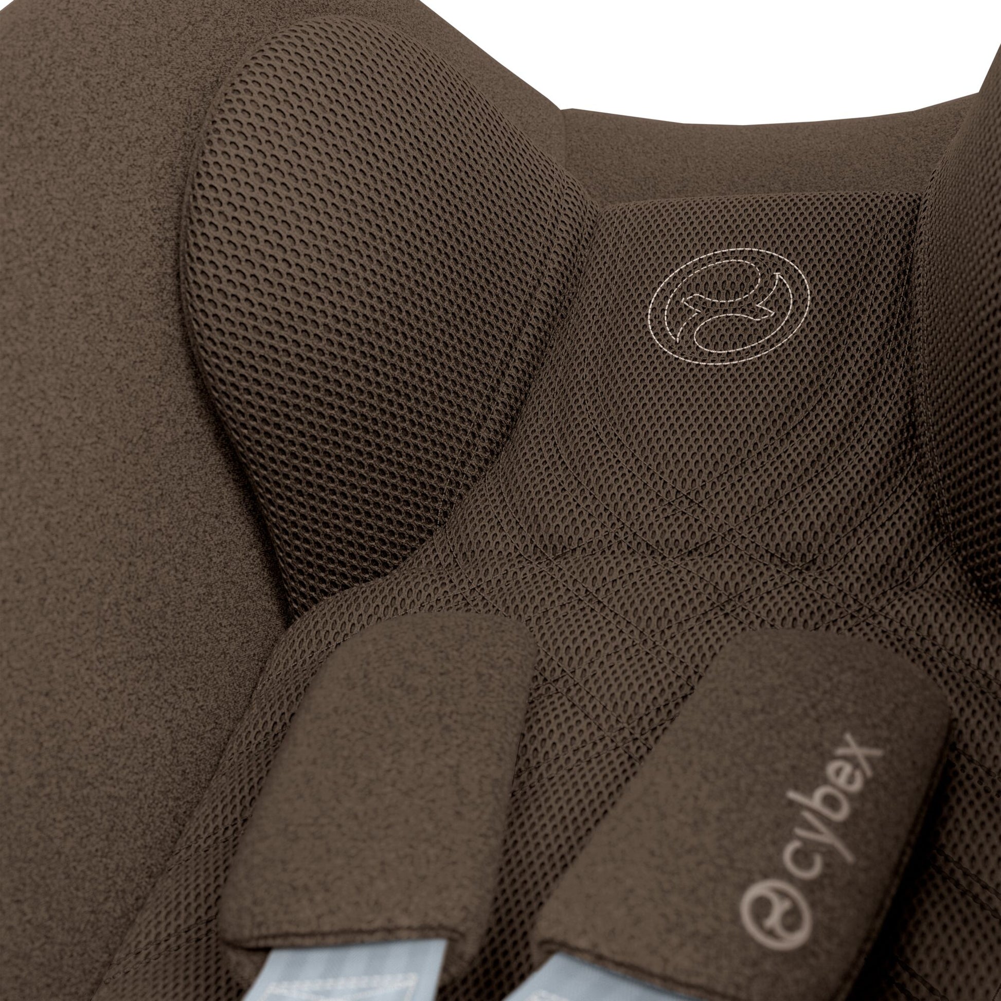 Cybex Cloud T car seat in Coconut Brown colourway, highlighting contemporary safety features.